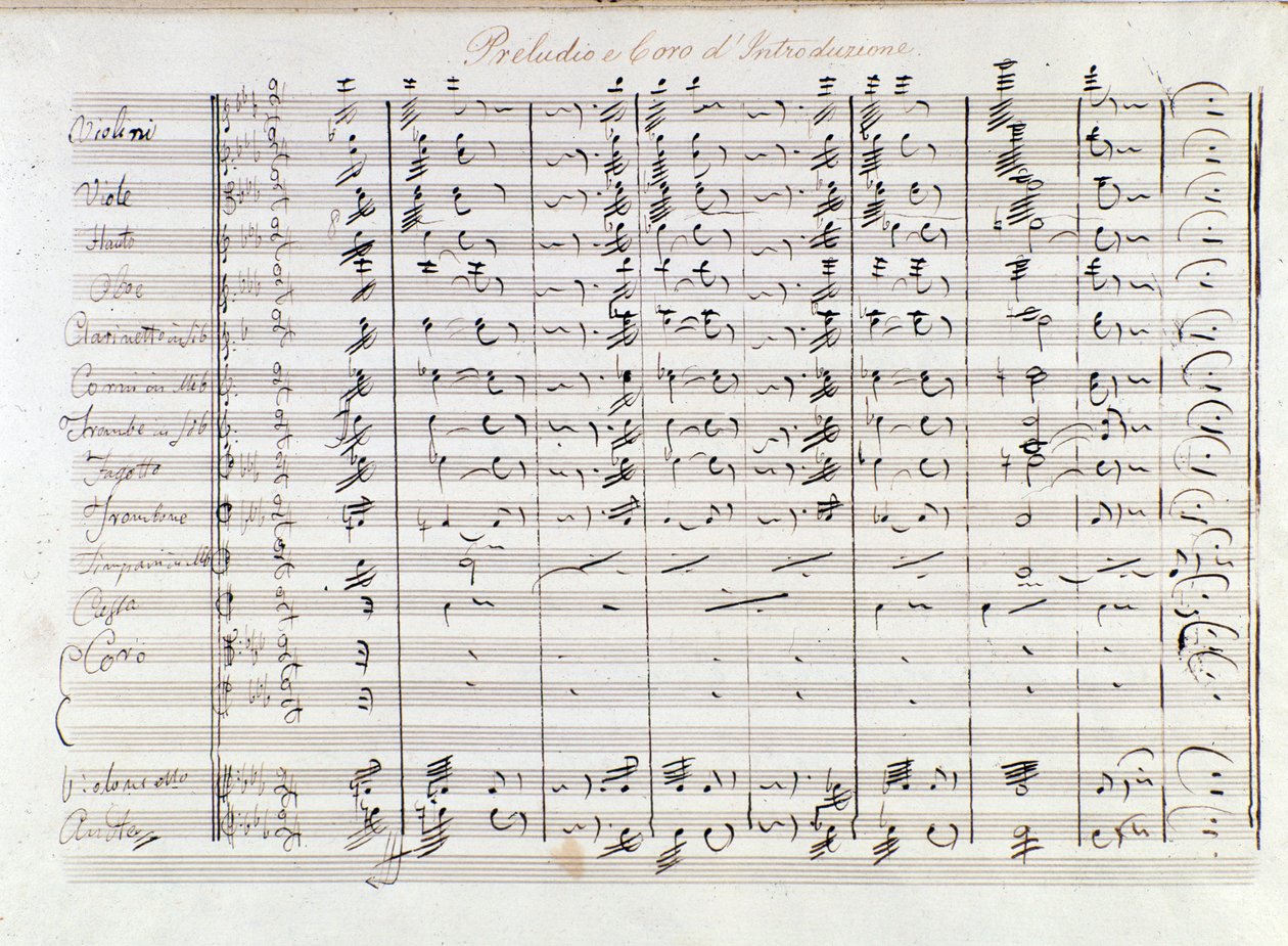 メルカダンテによるオペラ「イル・ブラボー」の前奏曲の最初のページ (1842) 作： サヴェリオ・メルカダンテ