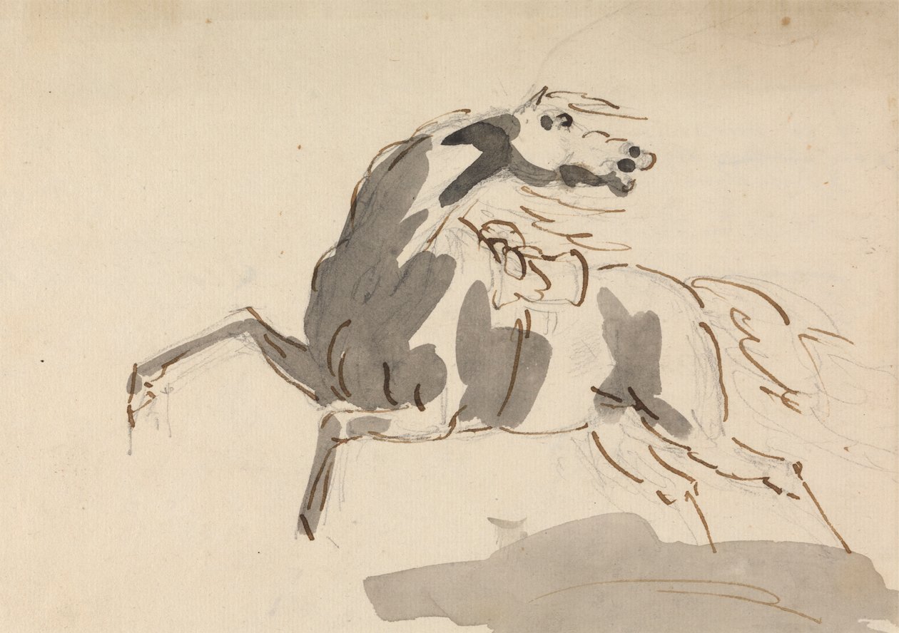 左に向かって走る馬…