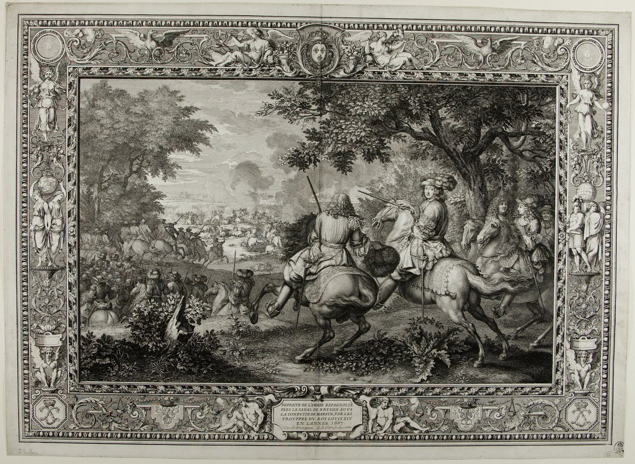 1667年、ルイ14世軍によるブルージュ運河付近でのスペイン軍の敗北 作： セバスチャン・ルクレール長老