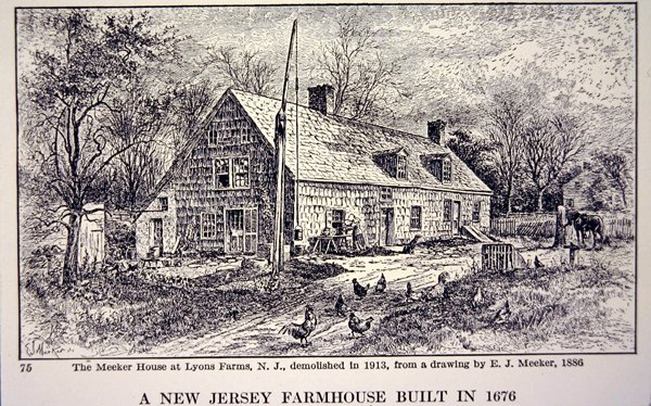 1676年に建てられたニュージャージー州の農家（1886年にE.J.Meekerが描いた図面に基づく）（リトグラフ 作： アメリカ人学校