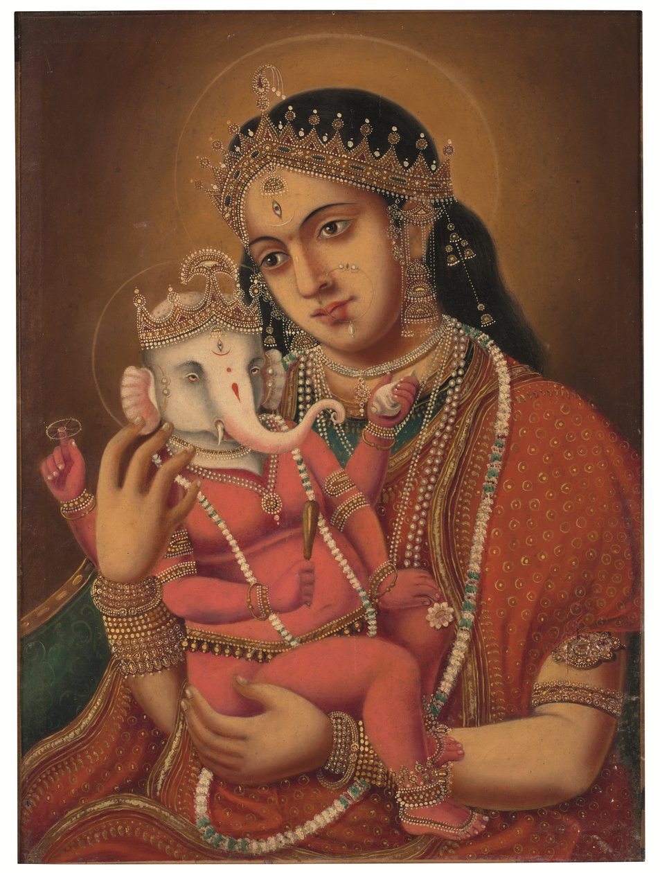 無題（Ganesh Janani）、c。 19世紀後半（キャンバスに油彩） 作： 学校ベンガル語