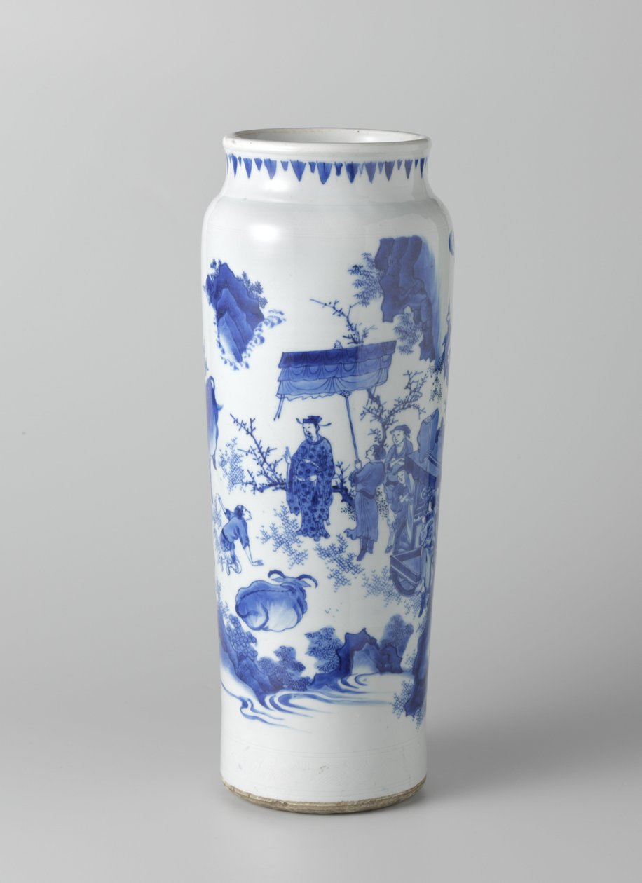 連続した風景の中の人物と一緒のロールワーゲン、c。 1635-50（塗装磁器） 作： 学校の中国語