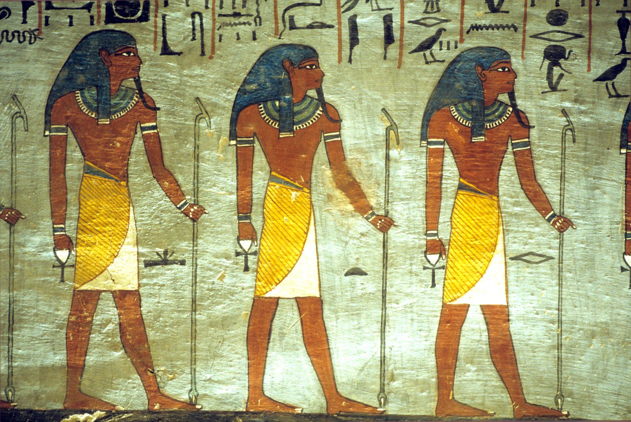 古代エジプト、絵画、ラメセス1世の墓、テーベ、冥界の神々 作： 学校エジプト人