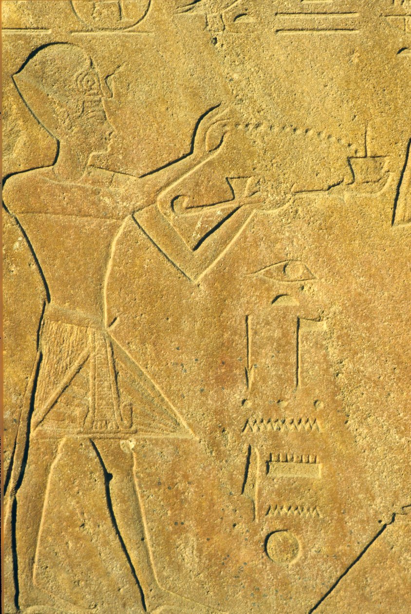 古代エジプト、壁面彫刻、カルナック／ルクソール、ハトシェプスト、香を供える 作： 学校エジプト人