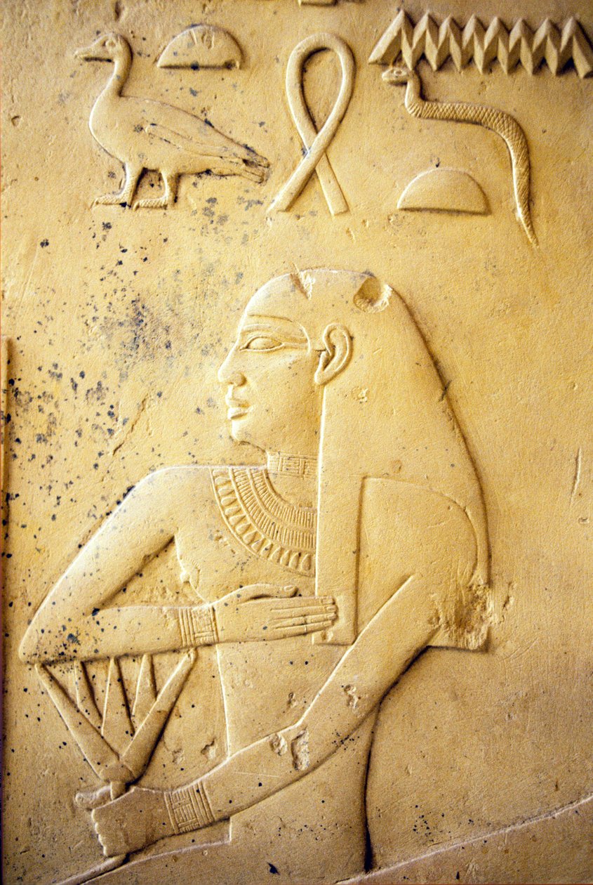 古代エジプト、壁画、イヒ礼拝堂、イヒ、サッカラ（写真） 作： 学校エジプト人