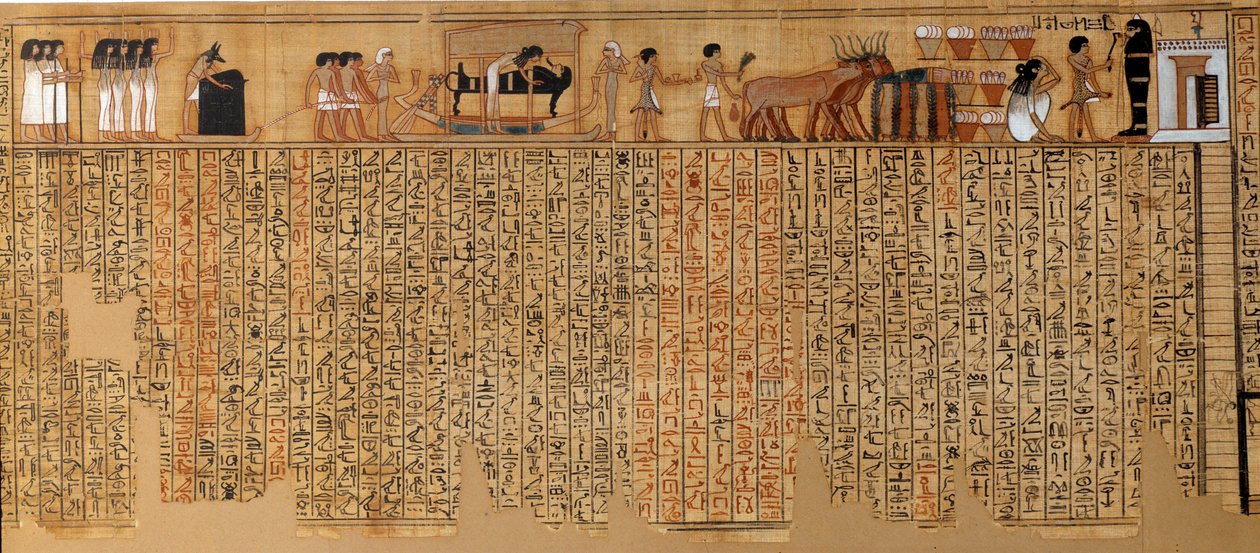 エジプトの古代史死者の書、ネブケドのパピルス。紀元前1400〜1350年頃