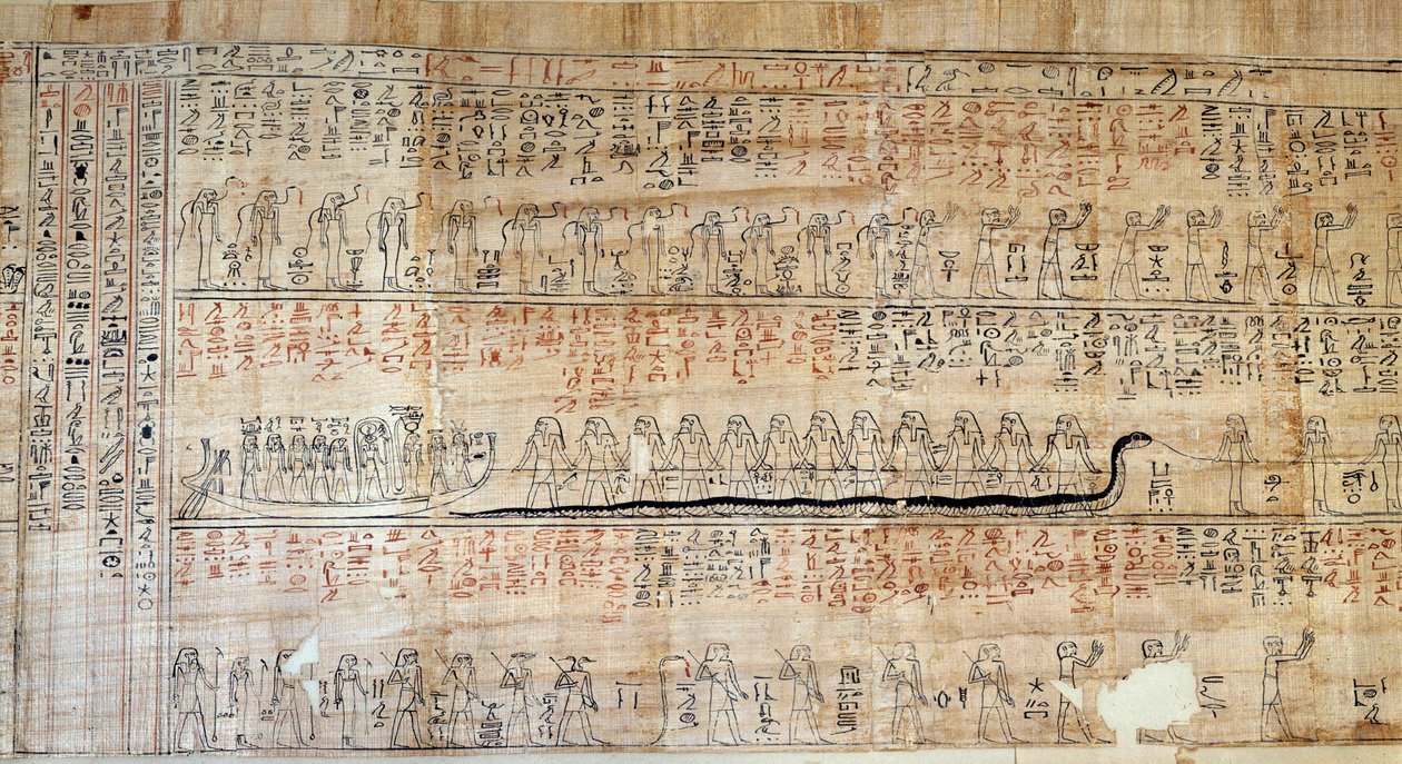 エジプトの古代。パピルスは「秘境の書」から取っています。この書物は