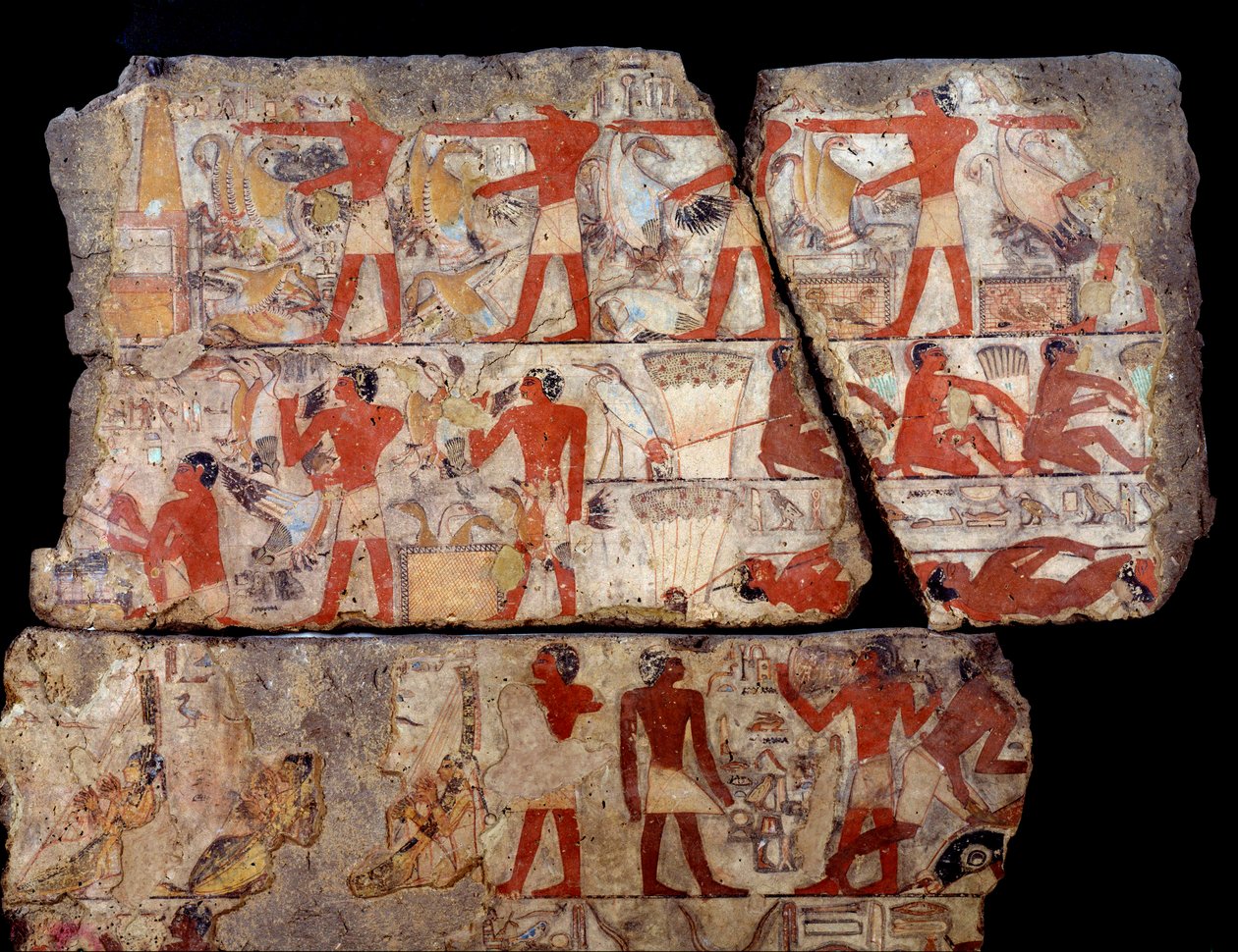 エジプトのアンティーク：メトケッティのマスタバの絵。第6王朝時代の