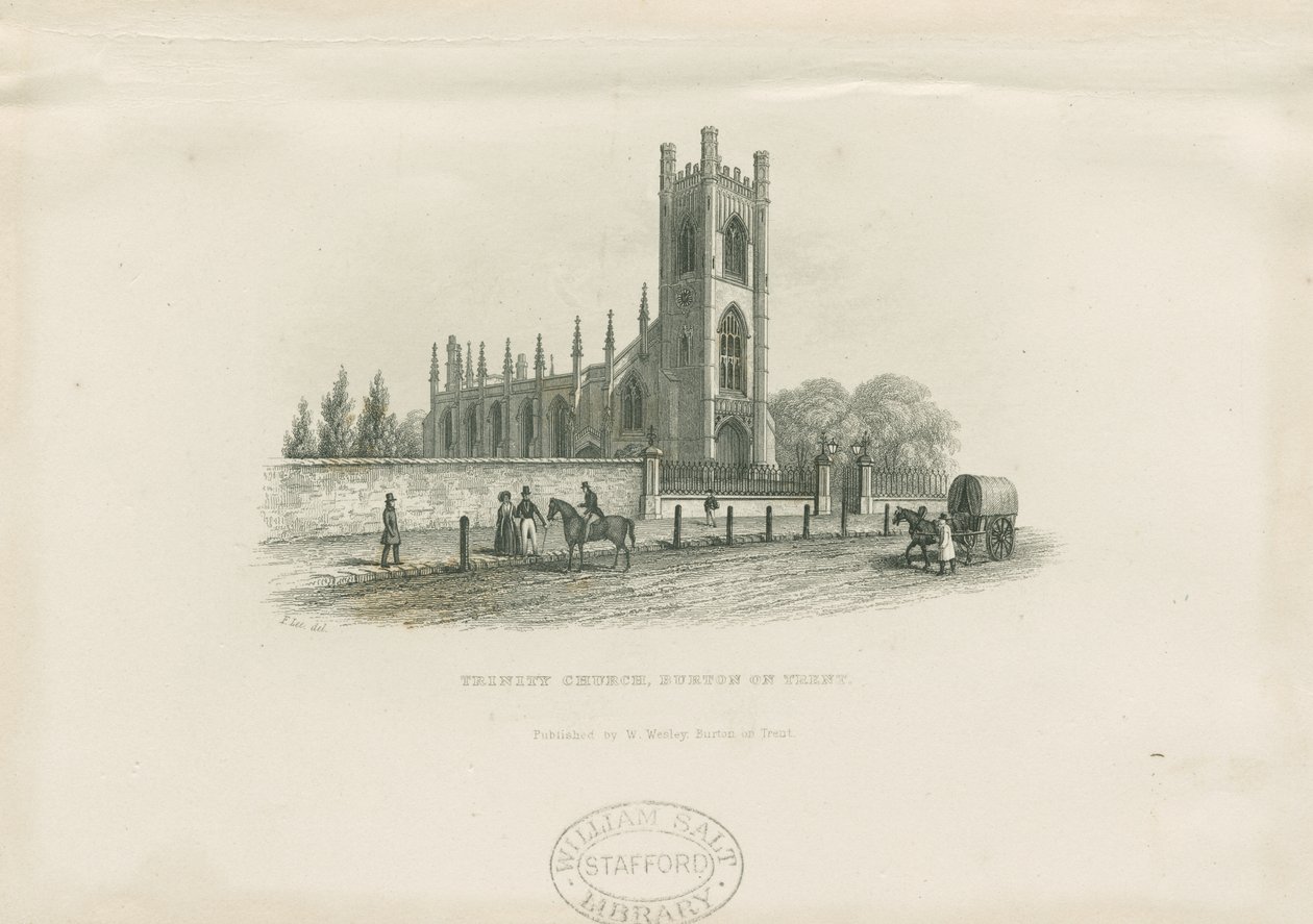 Burton-upon-Trent - Holy Trinity Church: スティールエングレーヴィング, nd [19世紀] (プリント) 作： 学校英語