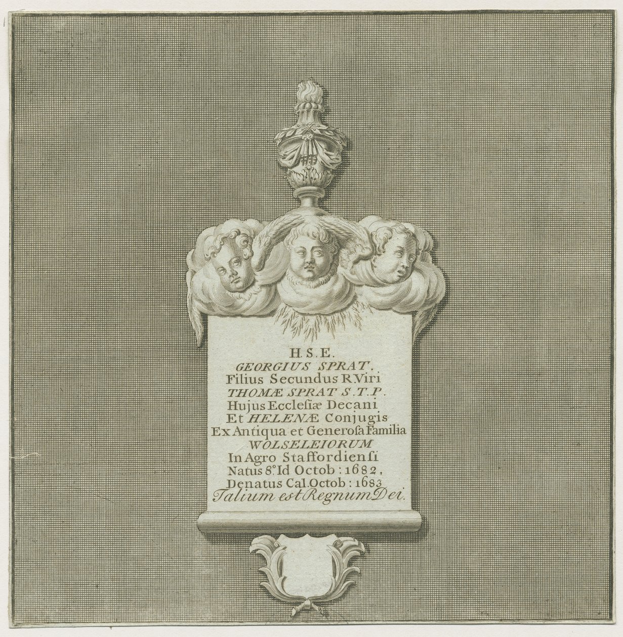 Colwich - Mural Monument to George Sprat: engraving, nd [?19世紀].(印刷) 作： 学校英語