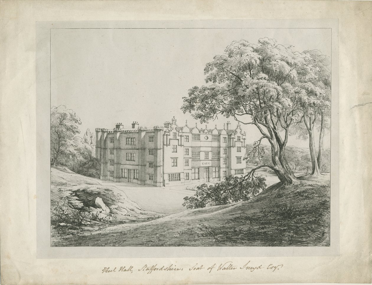 Keele Hall: リトグラフ, nd [?18世紀] (プリント) 作： 学校英語