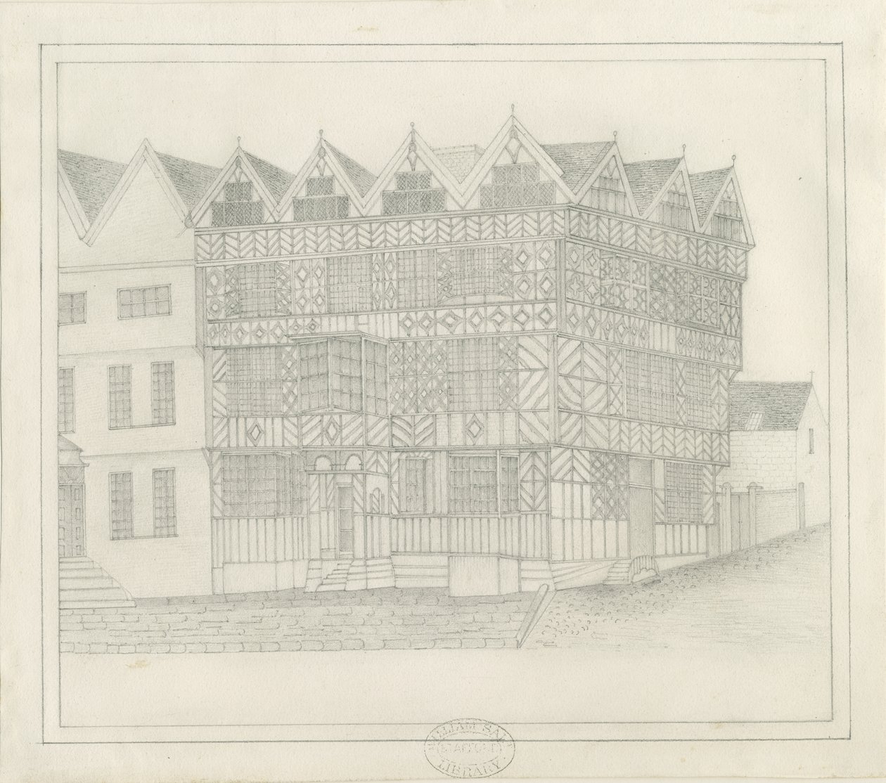 スタッフォード-古代の「ハイハウス」：鉛筆画、nd [c 1860]（描画） 作： 学校英語
