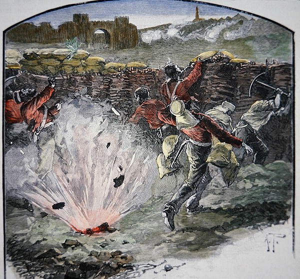 デリー包囲戦で大砲の砲撃を受けるイギリス軍の陣地 作： 学校英語