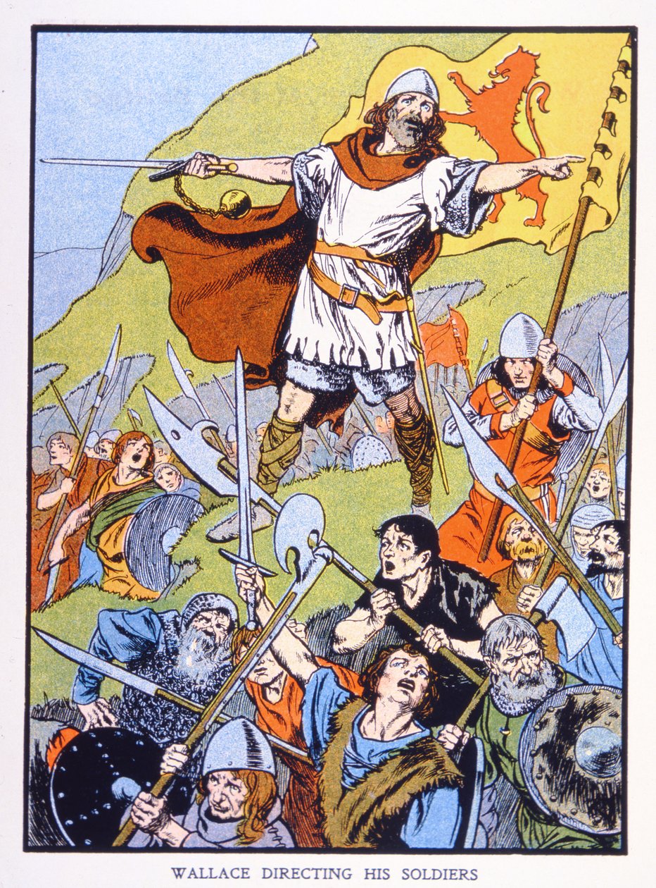 兵士を指揮するウィリアム・ウォレス（カラーリトグラフ 作： 学校英語