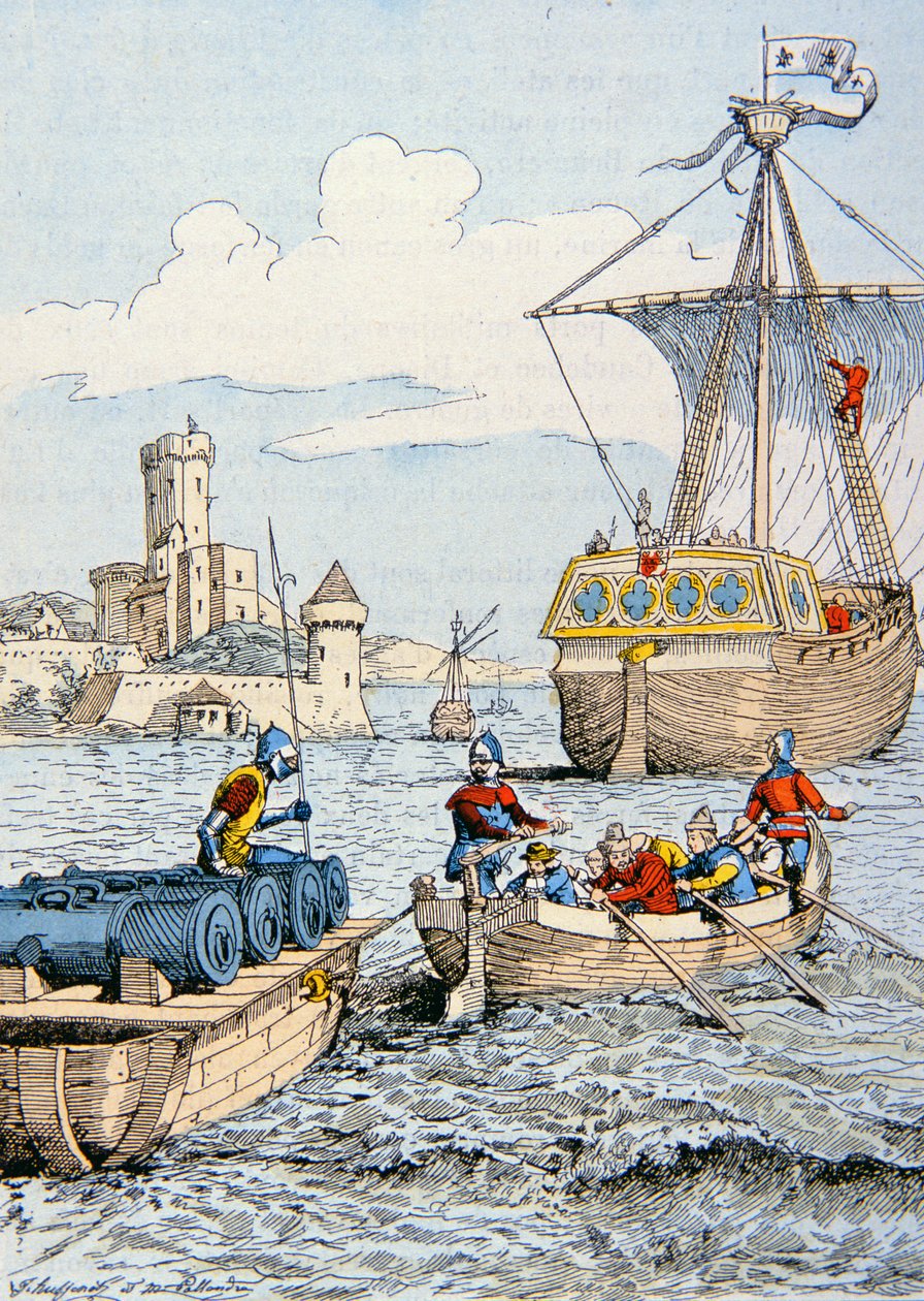 1494年のシャルル8世のイタリア遠征（カラーリトグラフ 作： 学校フランス語
