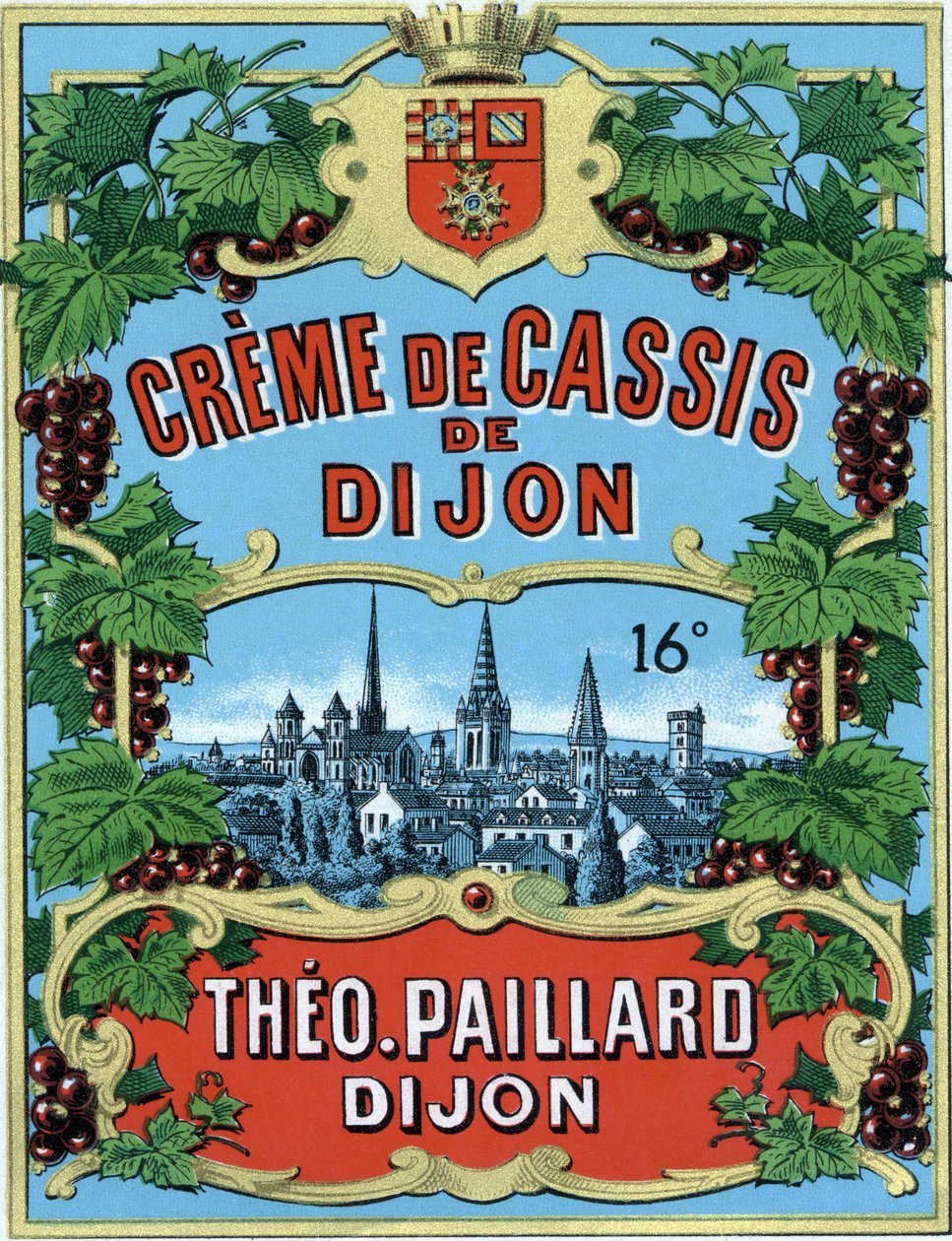 ディジョン・ブラックカラント・クリームのラベル 作： 学校フランス語