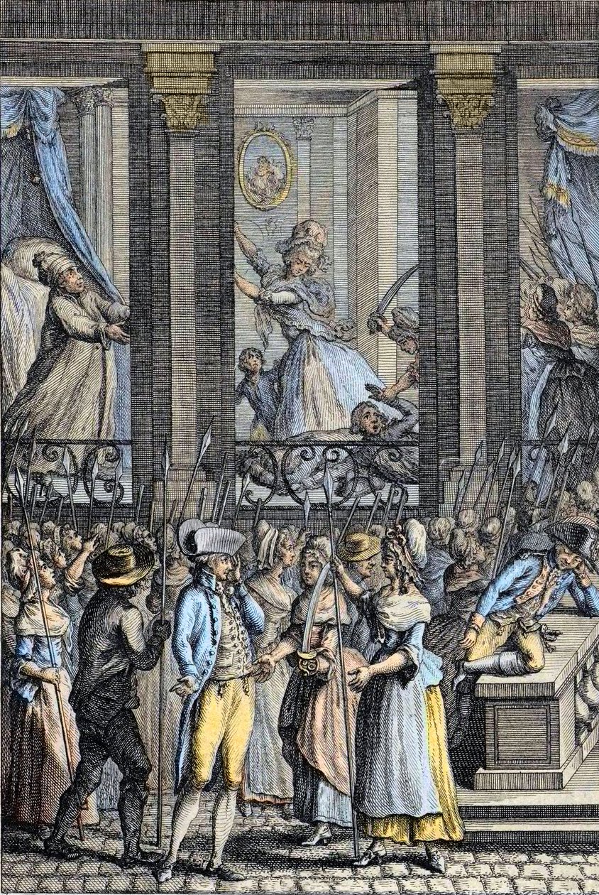 フランス革命-1789年10月5日から6日にかけてのベルサイユでの恐ろしい夜-ルイ16世とマリー・アントワネットによる侵略-。 作： 学校フランス語