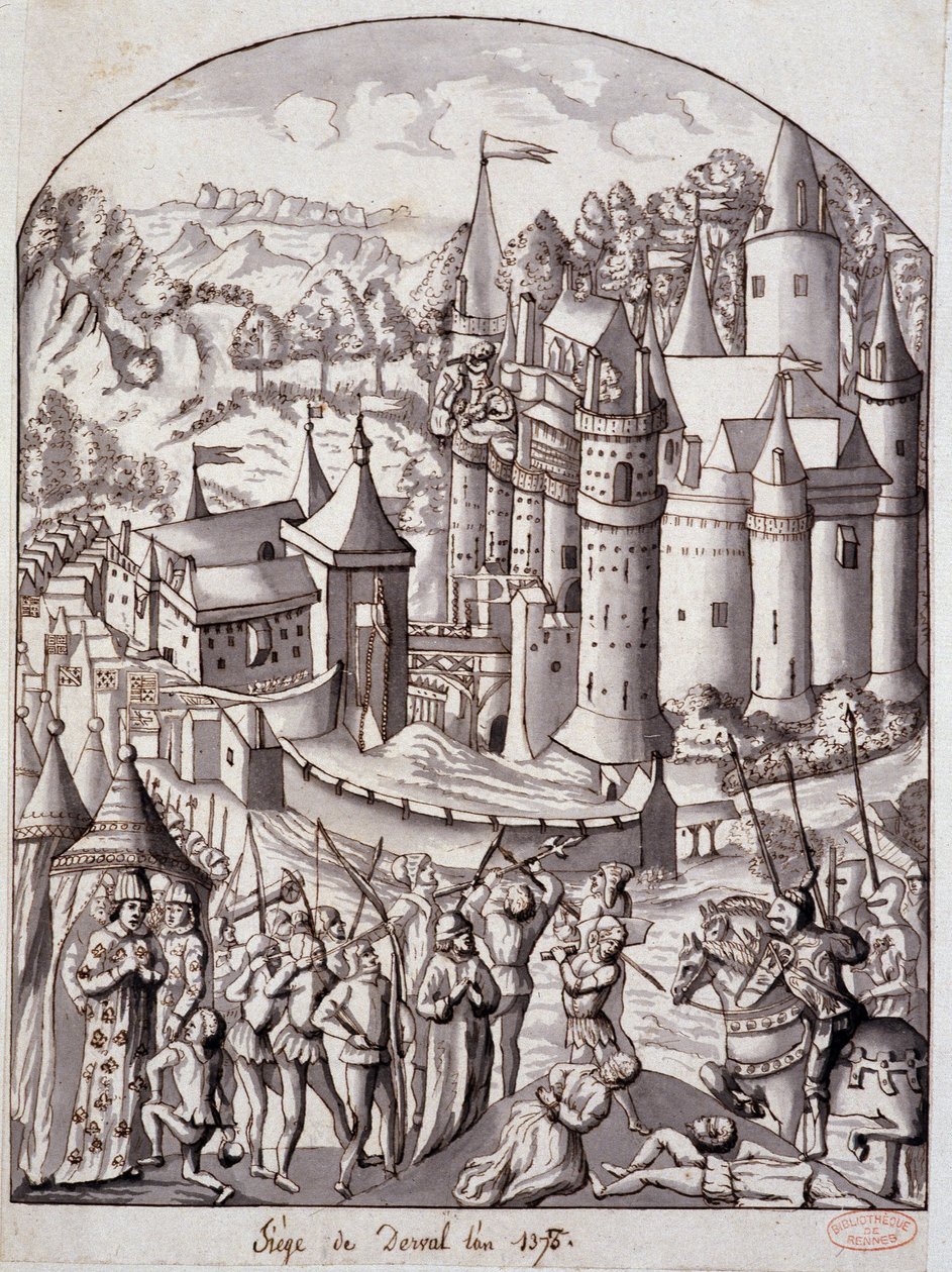 1375年、Derval（ブルターニュ）の包囲。 作： 学校フランス語