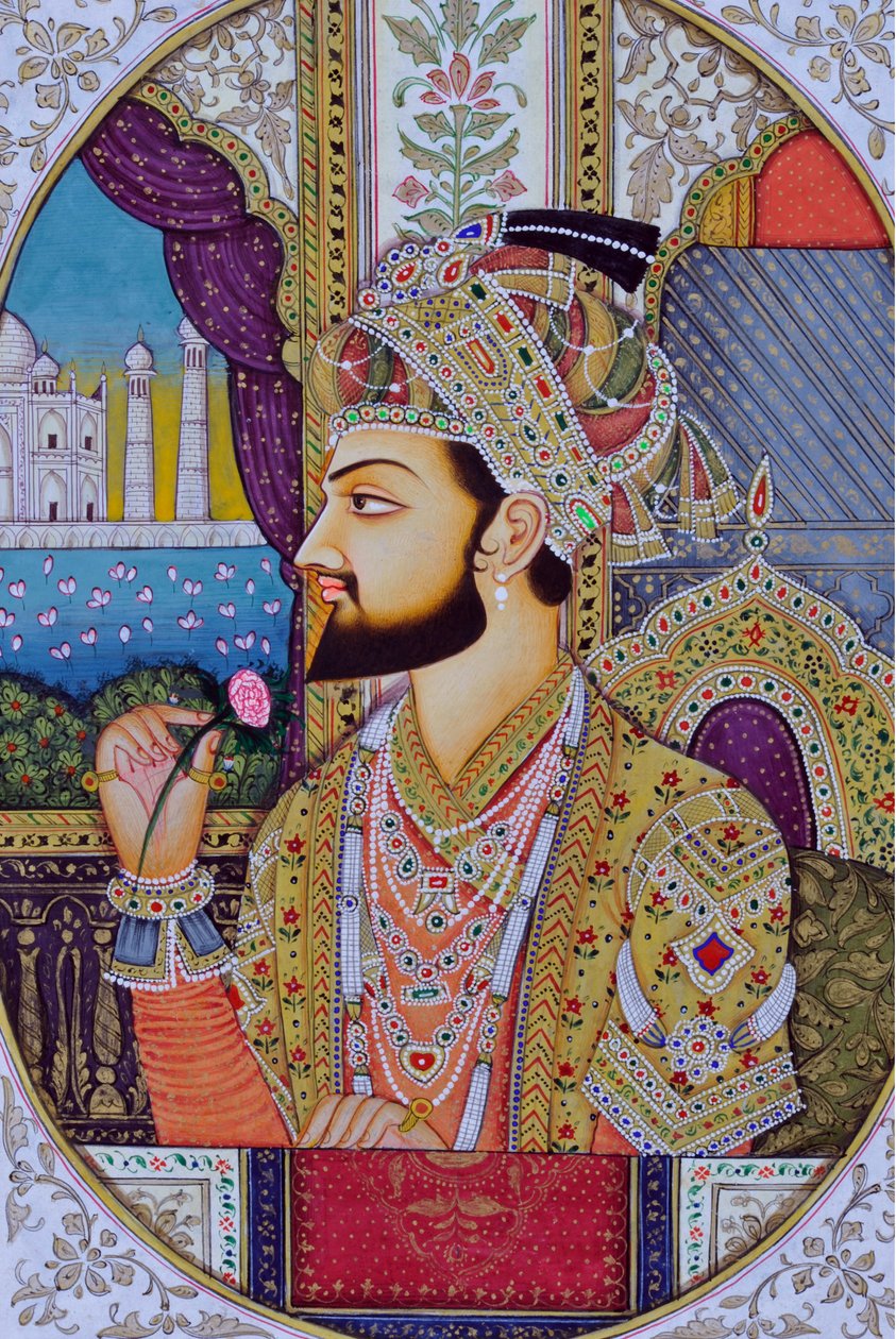 ムガール皇帝シャー・ジャハーンの細密画 インド・アジア