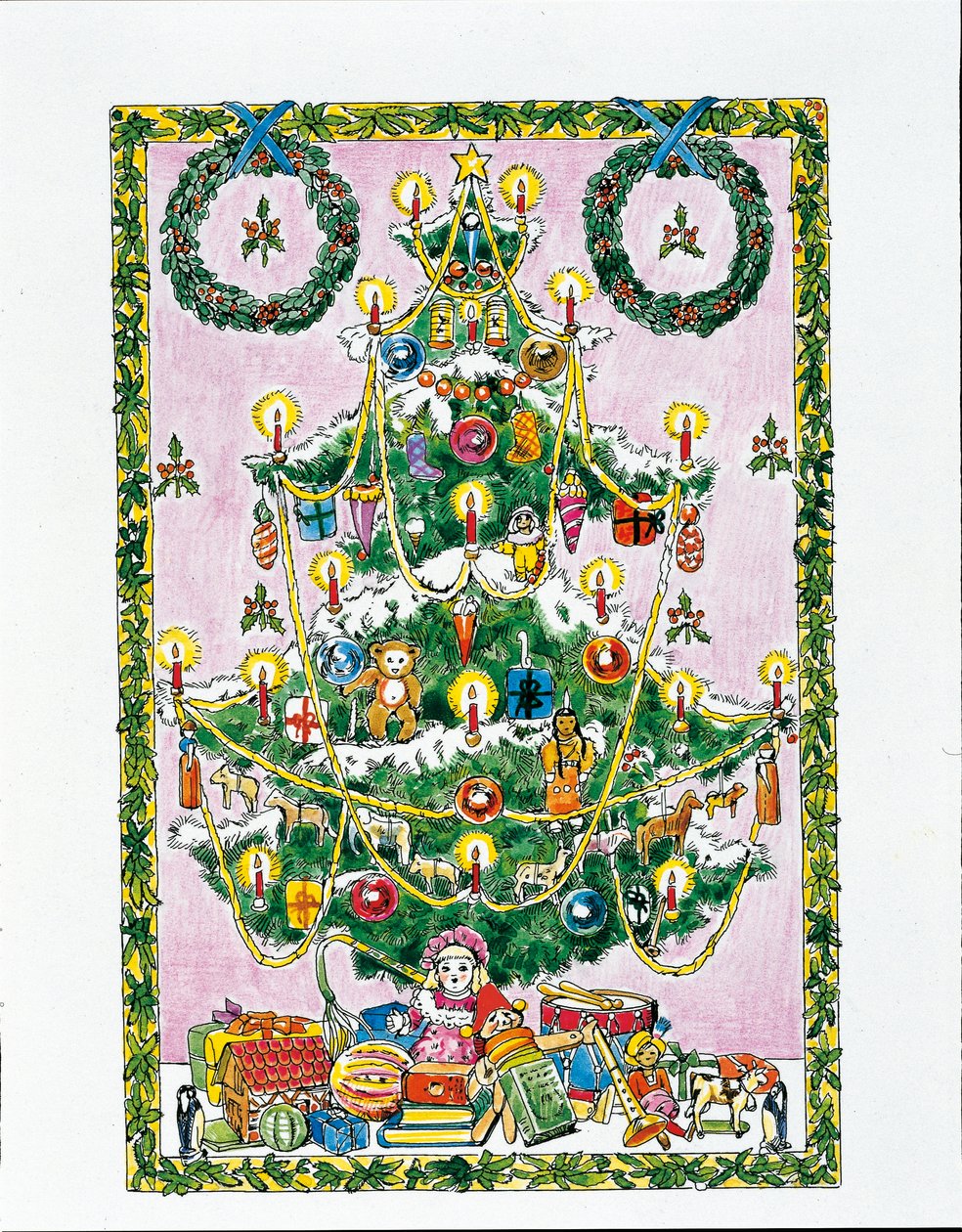 クリスマスツリー（カラーリトグラフ 作： 学校イタリア語