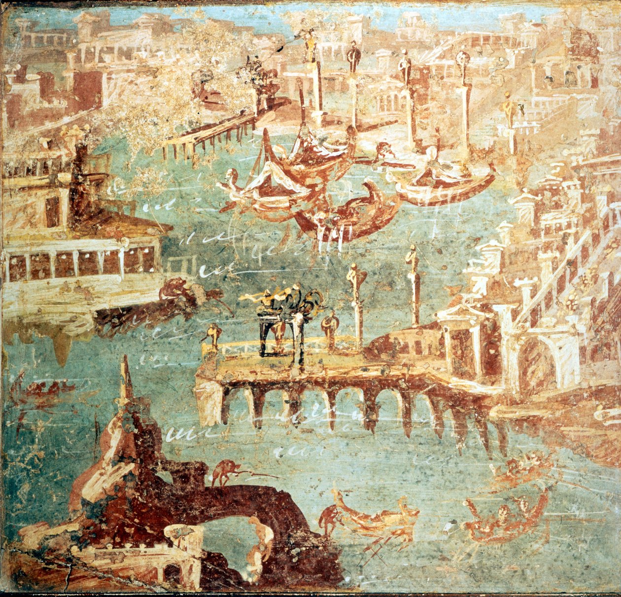ナポリ近郊のポッツオーリ（Pozzuoli）港.Museo Nazionale de Naples 作： 学校イタリア語