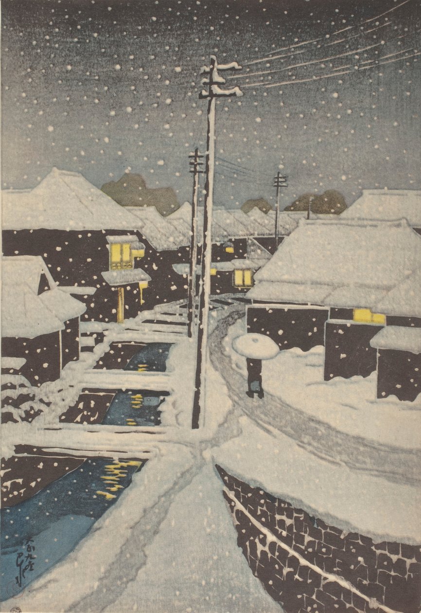 Noite de Neve (xilogravura) 作： 学校日本語