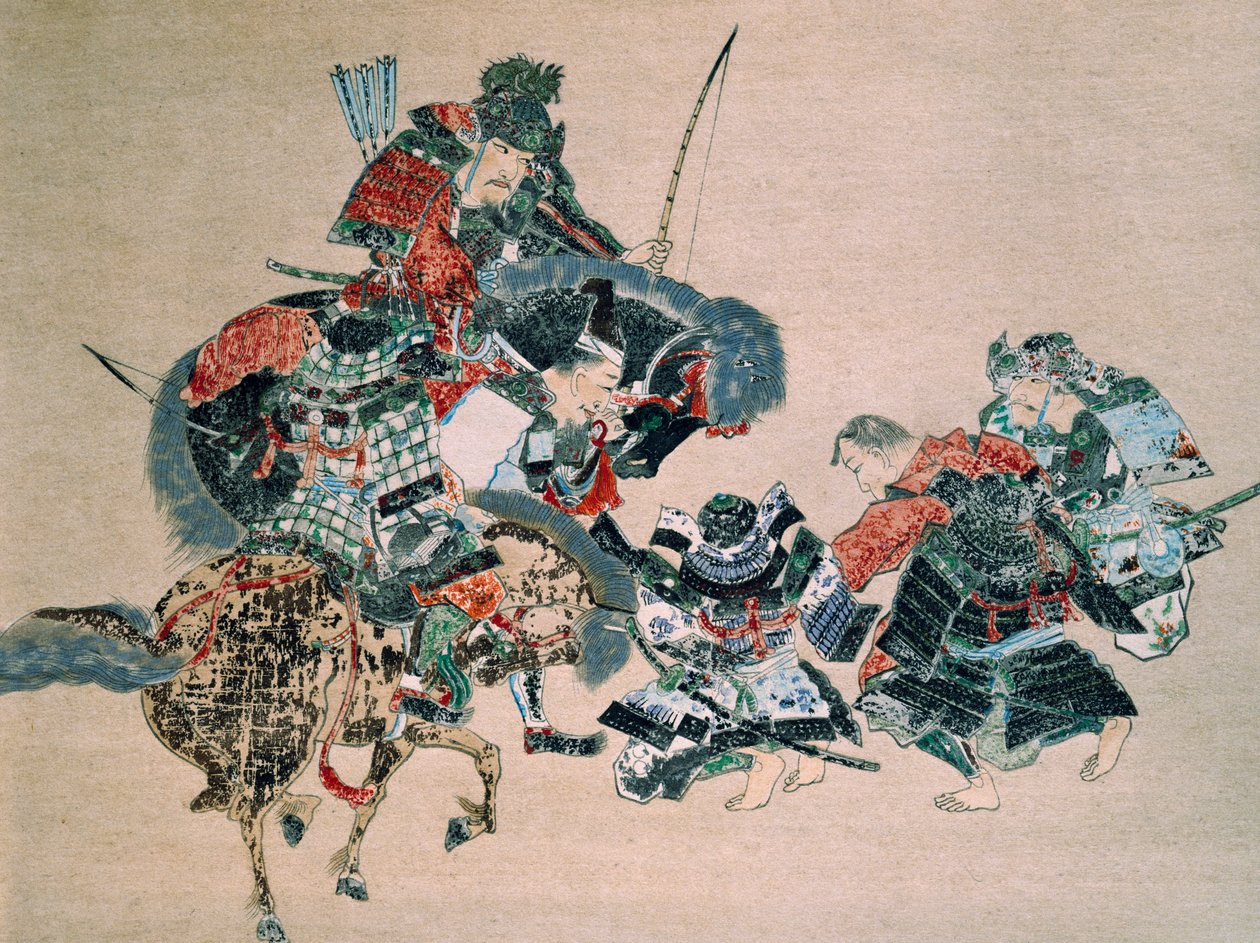 モンゴル人との戦い（水彩・紙） 作： 学校日本語
