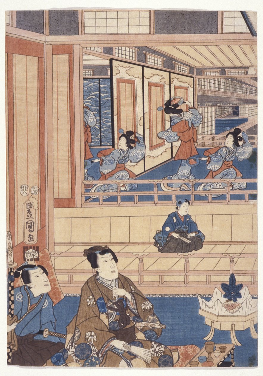 源氏（色木版画） 作： 学校日本語