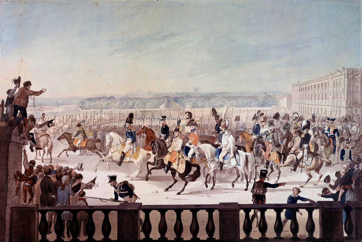 アレクサンドル1世（1777-1825）、パリ・コンコルド広場にて。ロシア派の絵画 作： 学校ロシア語