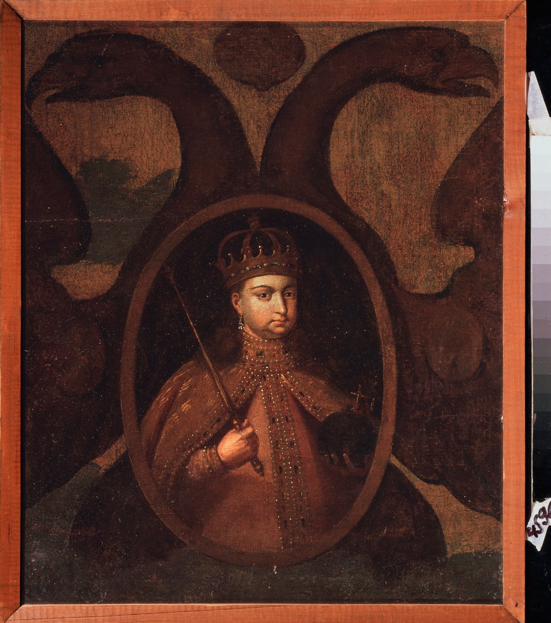 摂政ソフィー アレクセイエフナ ロマノヴァ (1657-1704) の肖像画。 ロシアの巨匠の絵、キャンバスに油彩、1680年頃。古い伝統的なロシア美術 作： 学校ロシア語