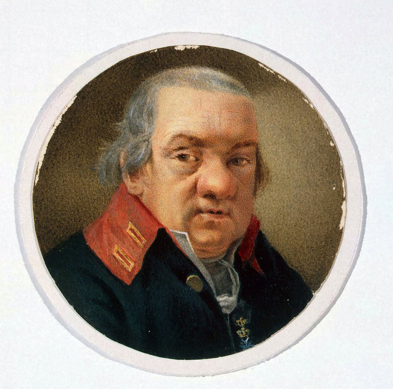 建築家ジャコモ・クアレンギ (1744-1817) の肖像、匿名アーティストによる紙の水彩画 作： 学校ロシア語