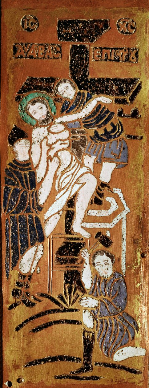 ロシア美術、磔刑、16世紀のエナメル画 マドリッド、ラザロ・ガルディアノ美術館 作： 学校ロシア語
