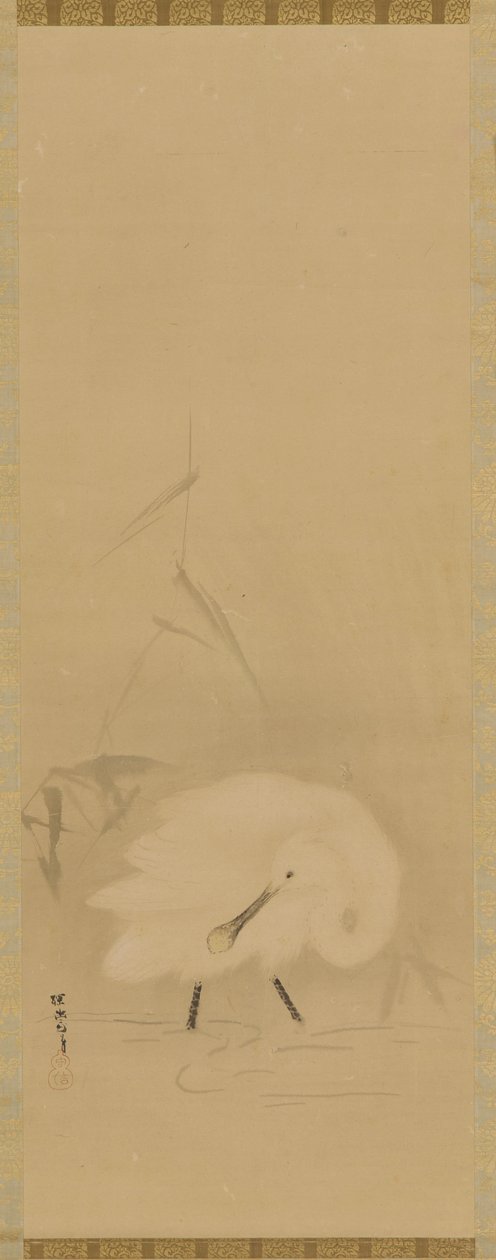 ヘラサギと水草 江戸時代・17世紀半ば 作： 狩野探幽学派