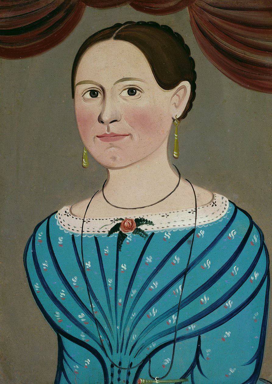 青いドレスを着た女性、c。 1840年。 作： ウィリアムマシュープライアの学校