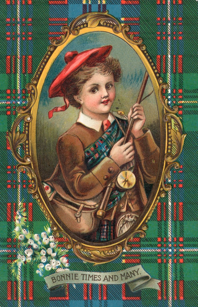 英国年賀状（カラーリトグラフ） 作： スコットランドの学校