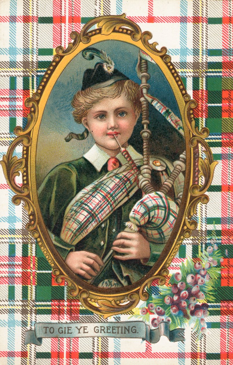 英国年賀状（カラーリトグラフ） 作： スコットランドの学校