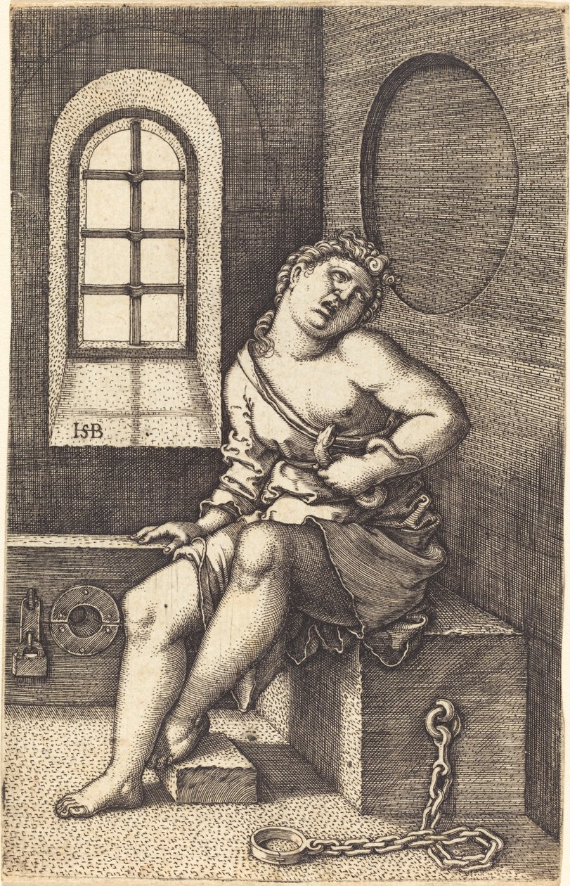 座るクレオパトラ 作： Sebald Beham