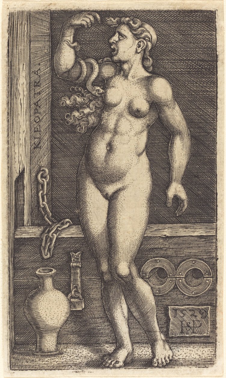 立っているクレオパトラ 作： Sebald Beham