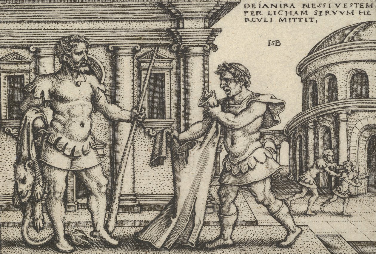 The Labors of Hercules より、Nessus の衣服を Hercules に届ける Lichas。 作： Sebald Beham