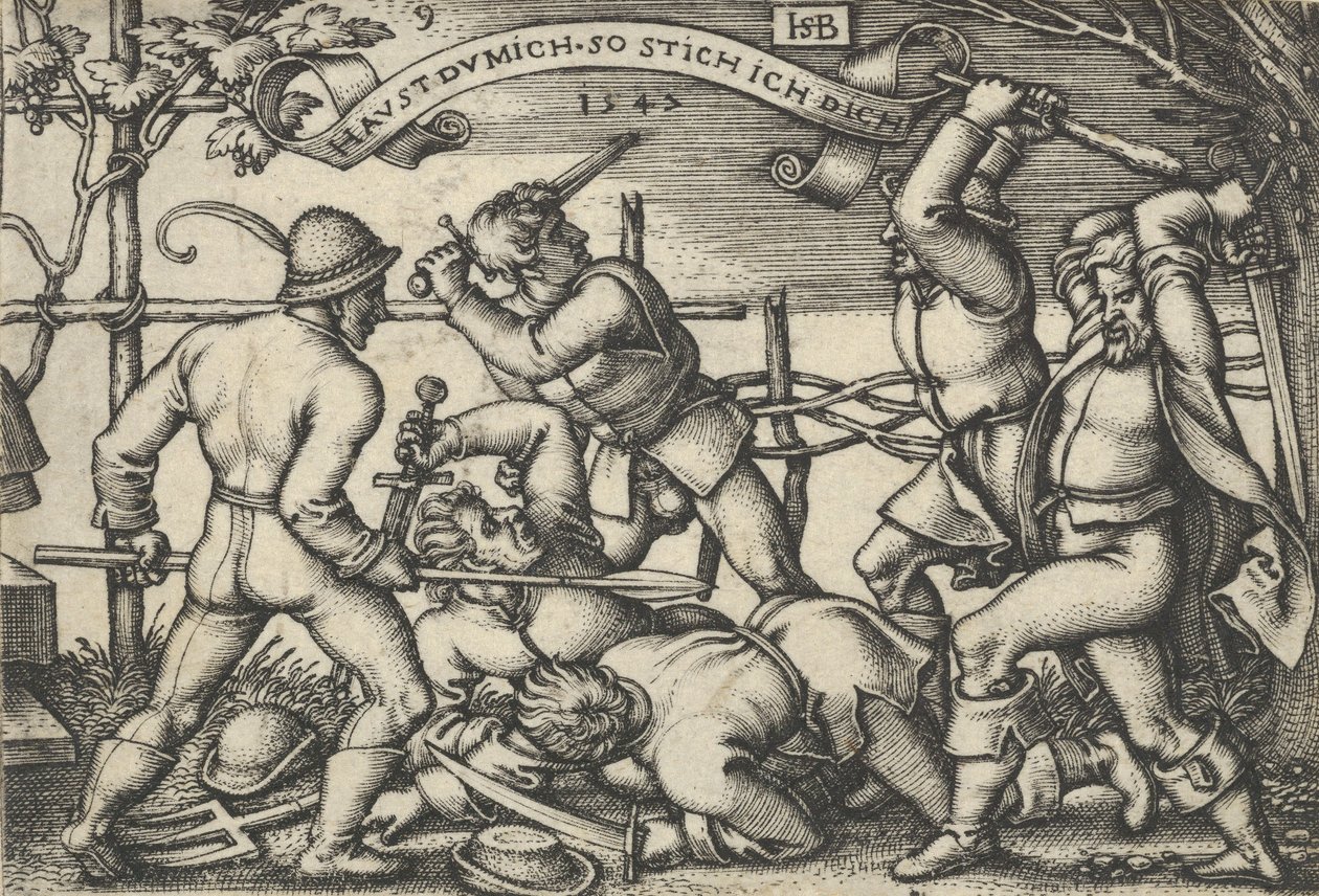 農民の喧嘩、「農民の饗宴または十二ヶ月」、1547年。 作： Sebald Beham