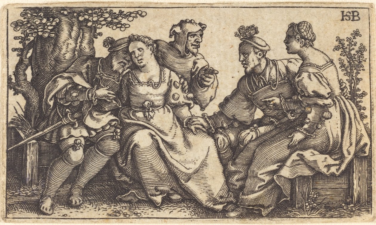 ピエロと 2 つの愛情のあるペア 作： Sebald Beham
