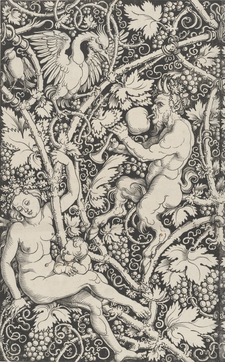 サテュロス一家の壁紙、1515年。 作： Sebald Beham