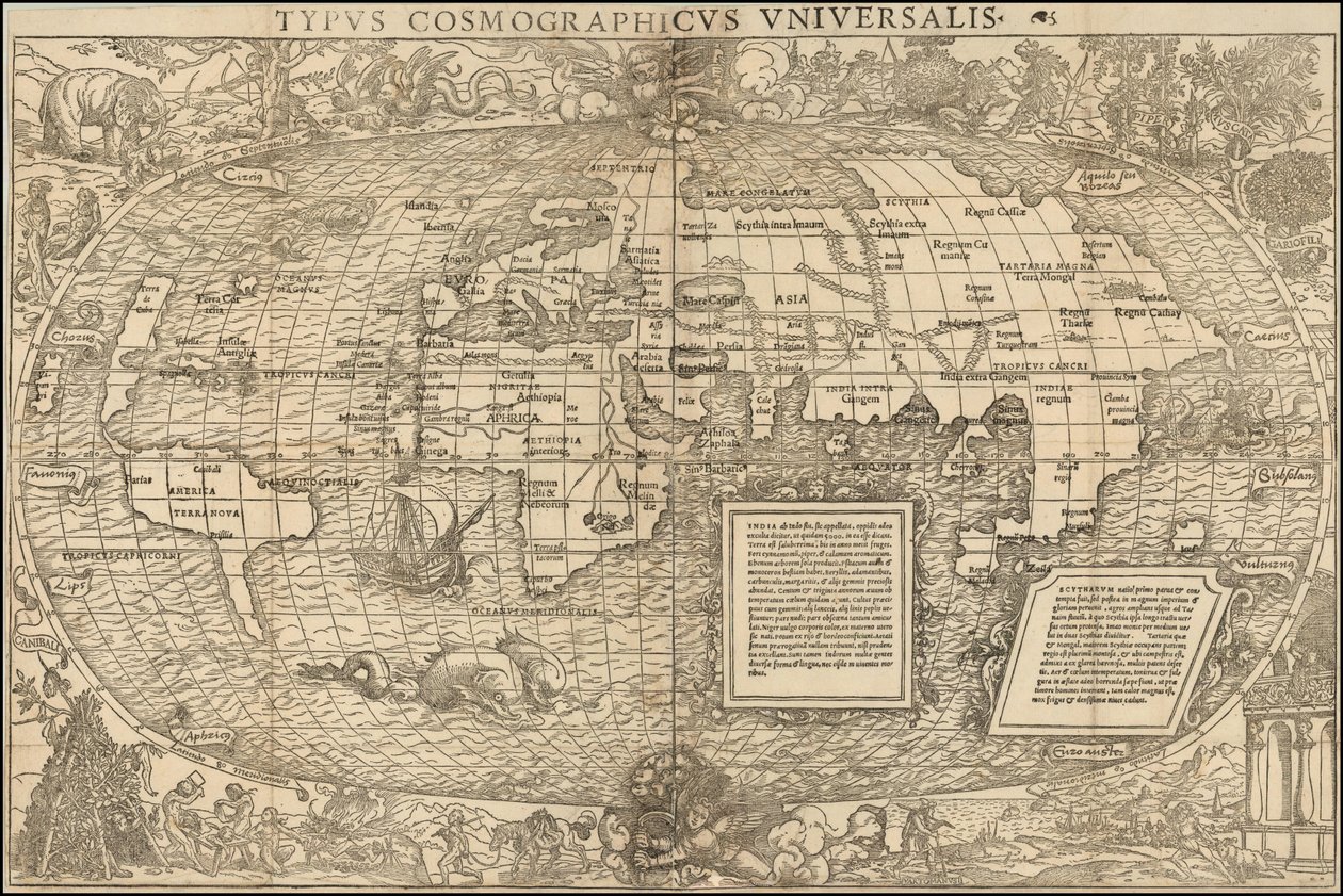 セバスチャン・ミュンスターによる1537年の世界地図 作： セバスチャン・ミュンスター