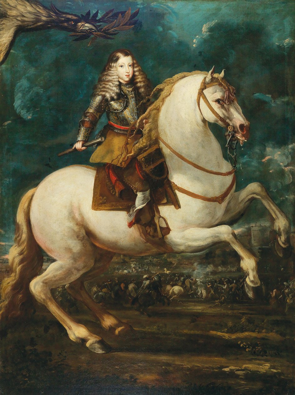 スペインのチャールズ 2 世の騎馬像、1660 年代。 作： セバスチャン・デ・エレーラ・バルヌエボ