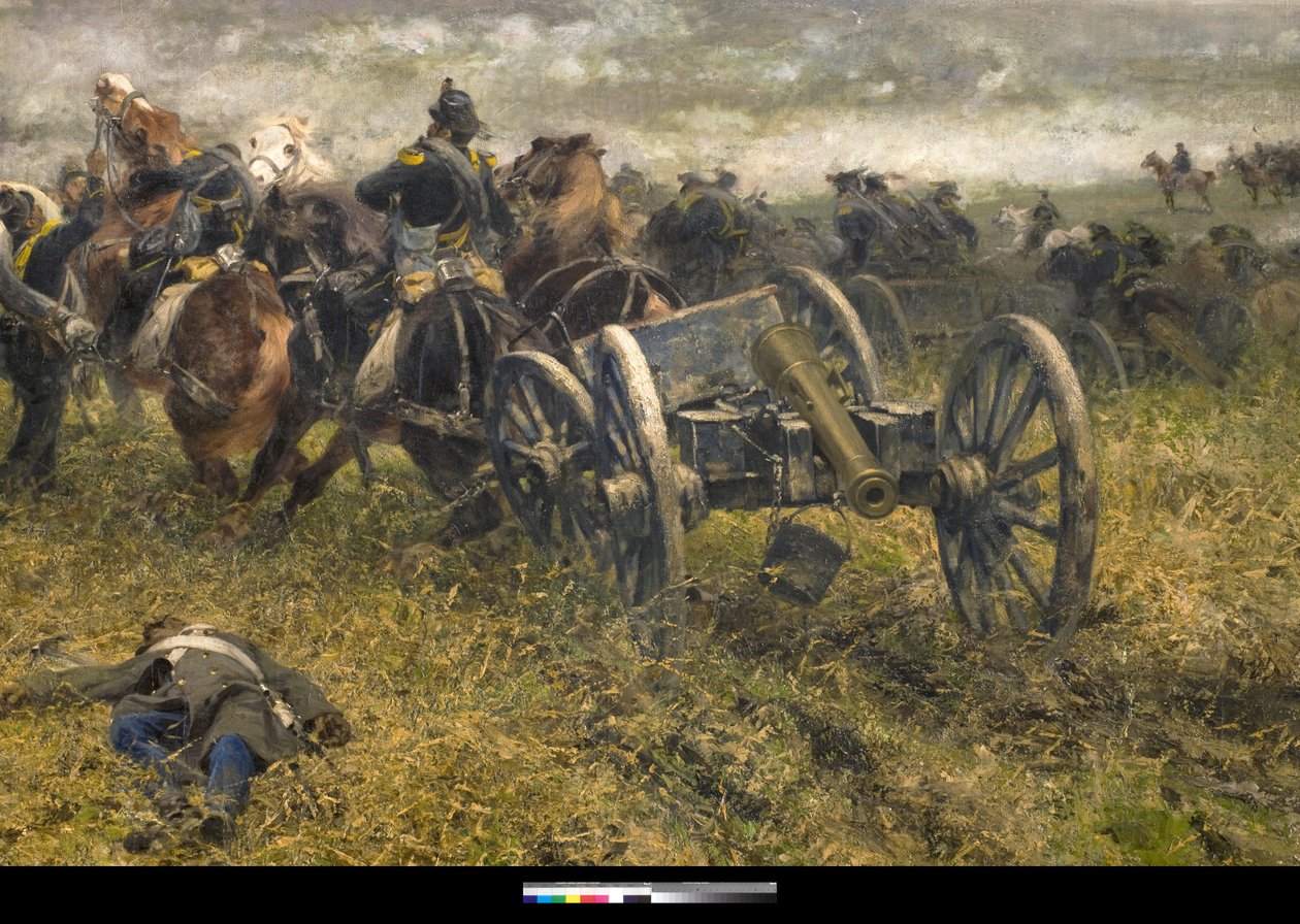 1887年のサンマルティーノの戦い中の砲兵（詳細は3497507） 作： セバスティアーノデアルベルティス