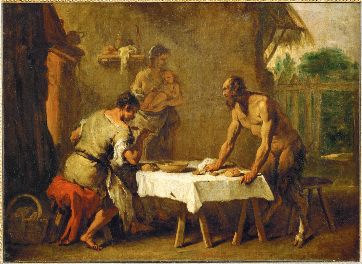 Le satyr et le paysan - イソピアの寓話「サテュロスと農夫」... 作： セバスティアーノ (attr. to) リッチ