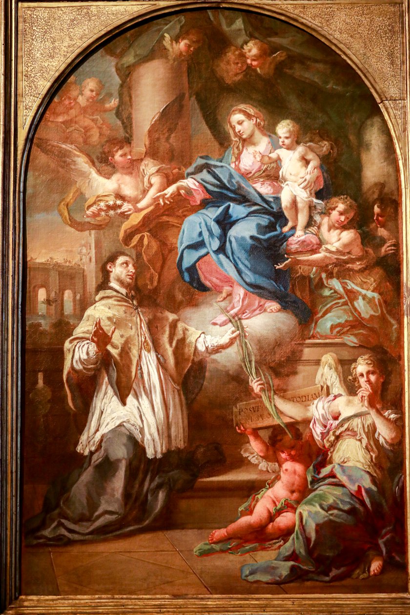 聖ヨハネ・ネポムセンと一緒の聖母子、1732年以前、カンヴァスに油彩 作： セバスティアーノコンカ