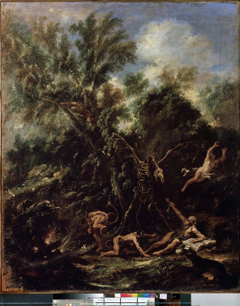 聖アントニウスの誘惑 (聖アントニウスの誘惑)。 セバスティアーノ リッチ (1659-1734) の絵画 作： セバスティアーノ・リッチ