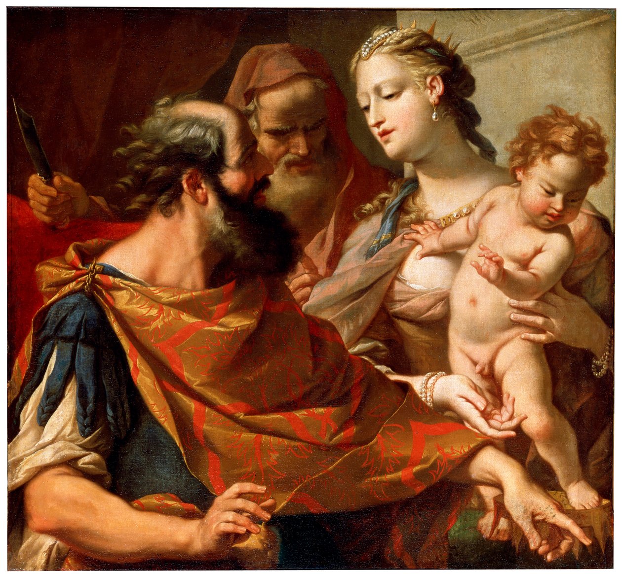 ファラオの王冠に踏みつけた子モーゼ、c1685-c1687 作： セバスティアーノ・リッチ
