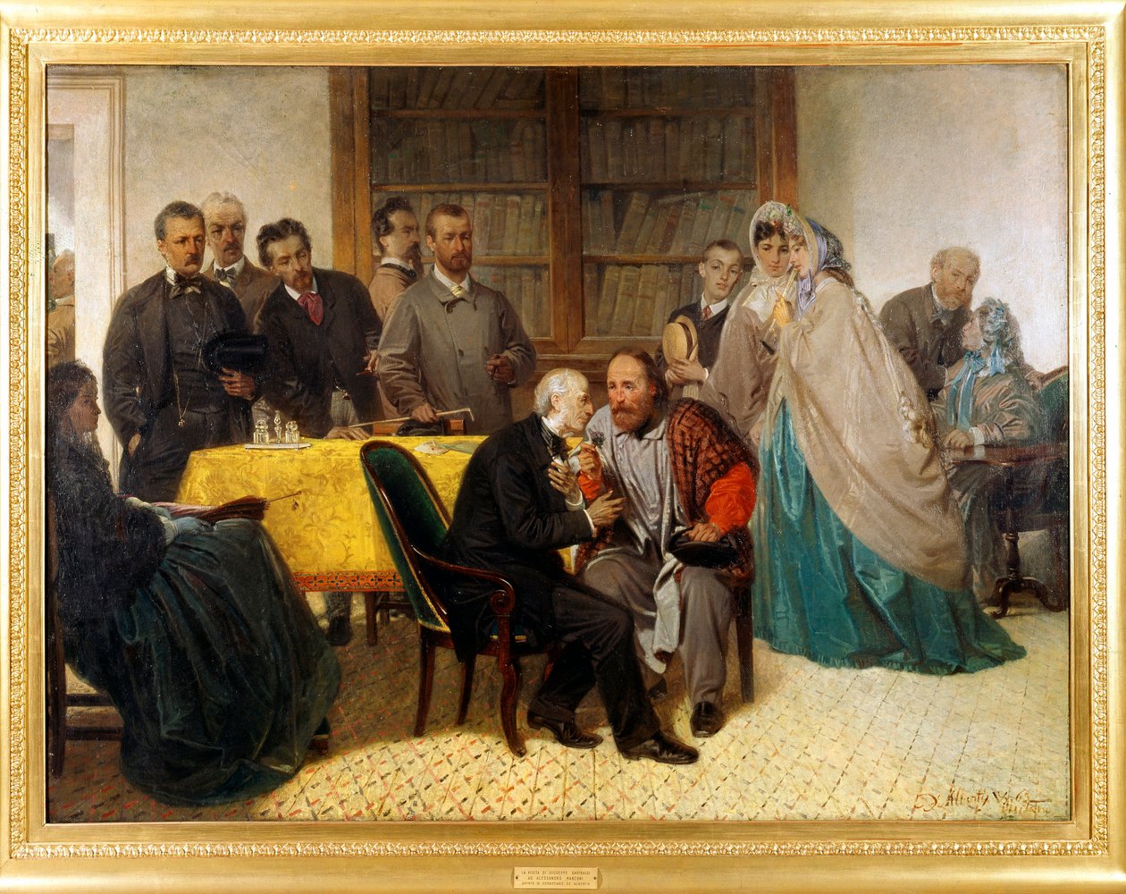 ジュゼッペ・ガリバルディ（1807-1882）とアレッサンドロ・マンゾーニ（1785-1873）の出会い 作： セバスティアーノデアルベルティス